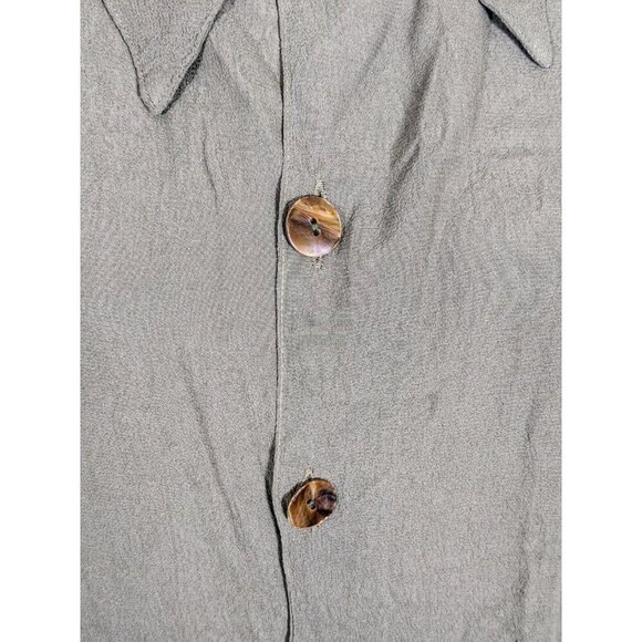 CP Shades Blouse Top Womens Small Green Button Front Rayon Collared Boxy Shirt - Picture 5 of 7